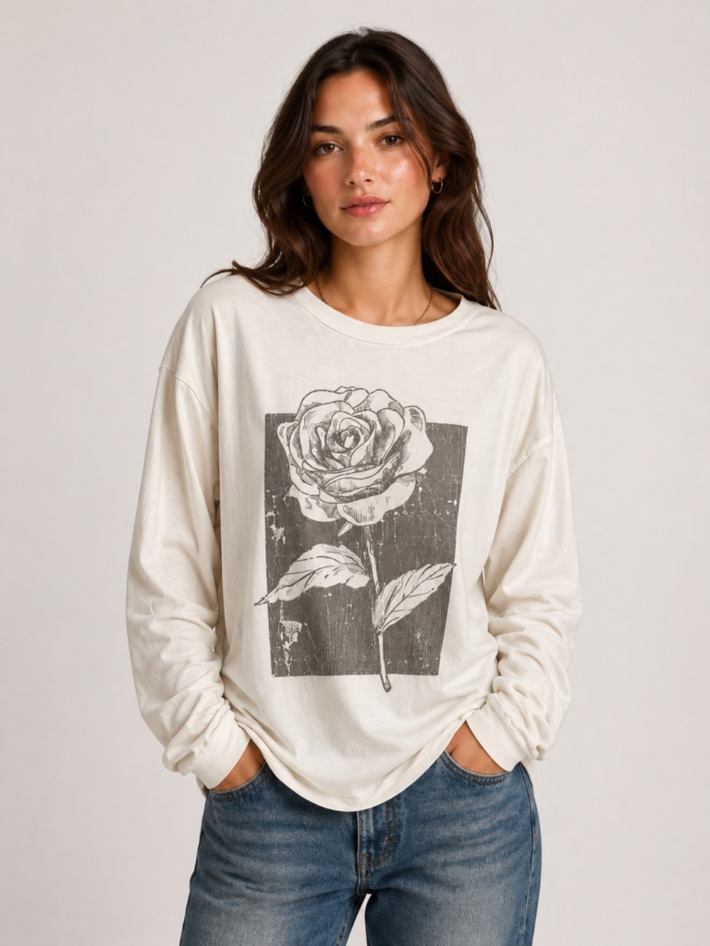Girl Dangerous Rose Graphic Long Sleeve Tee XL